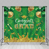 Aperturee - Green Gold Sparkle Balloons Stripe Grad Backdrop